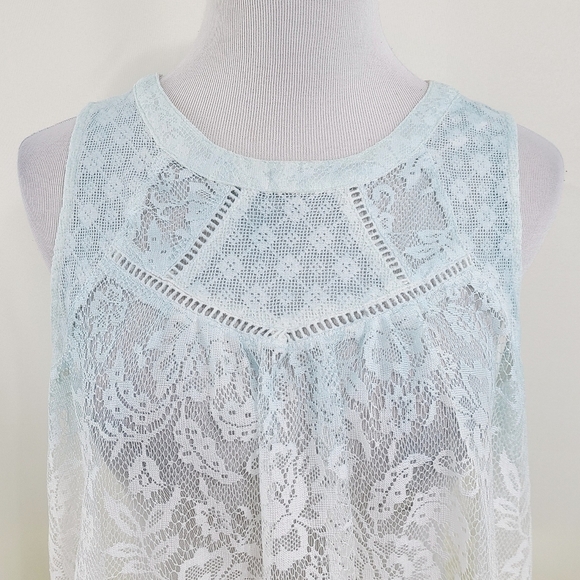 Umgee dip dye ombre lace tank blue yellow sheer size medium - Picture 3 of 6